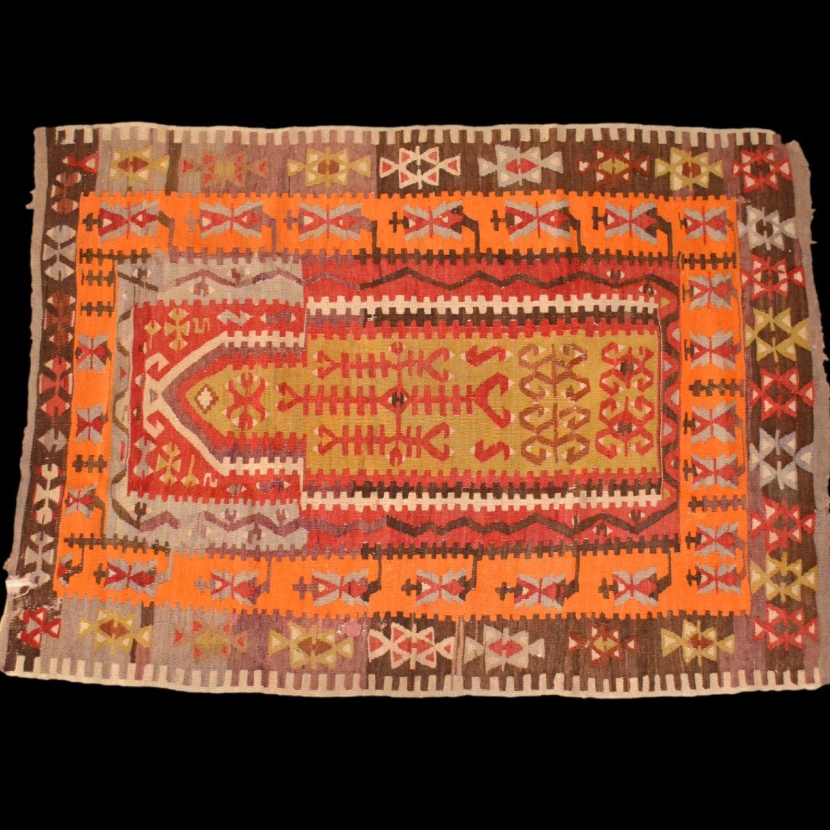 Obruk, Prayer Kilim, 96 X 136 Cm, Wool Woven In Anatolia, First Part Of The 20th Century-photo-2