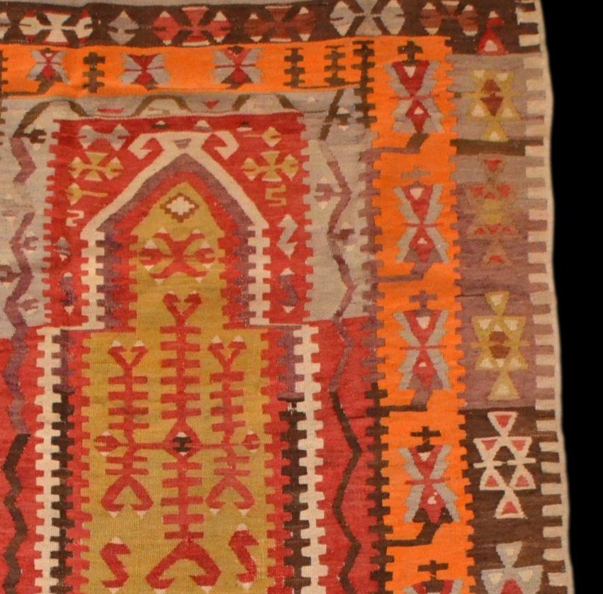 Obruk, Prayer Kilim, 96 X 136 Cm, Wool Woven In Anatolia, First Part Of The 20th Century-photo-4