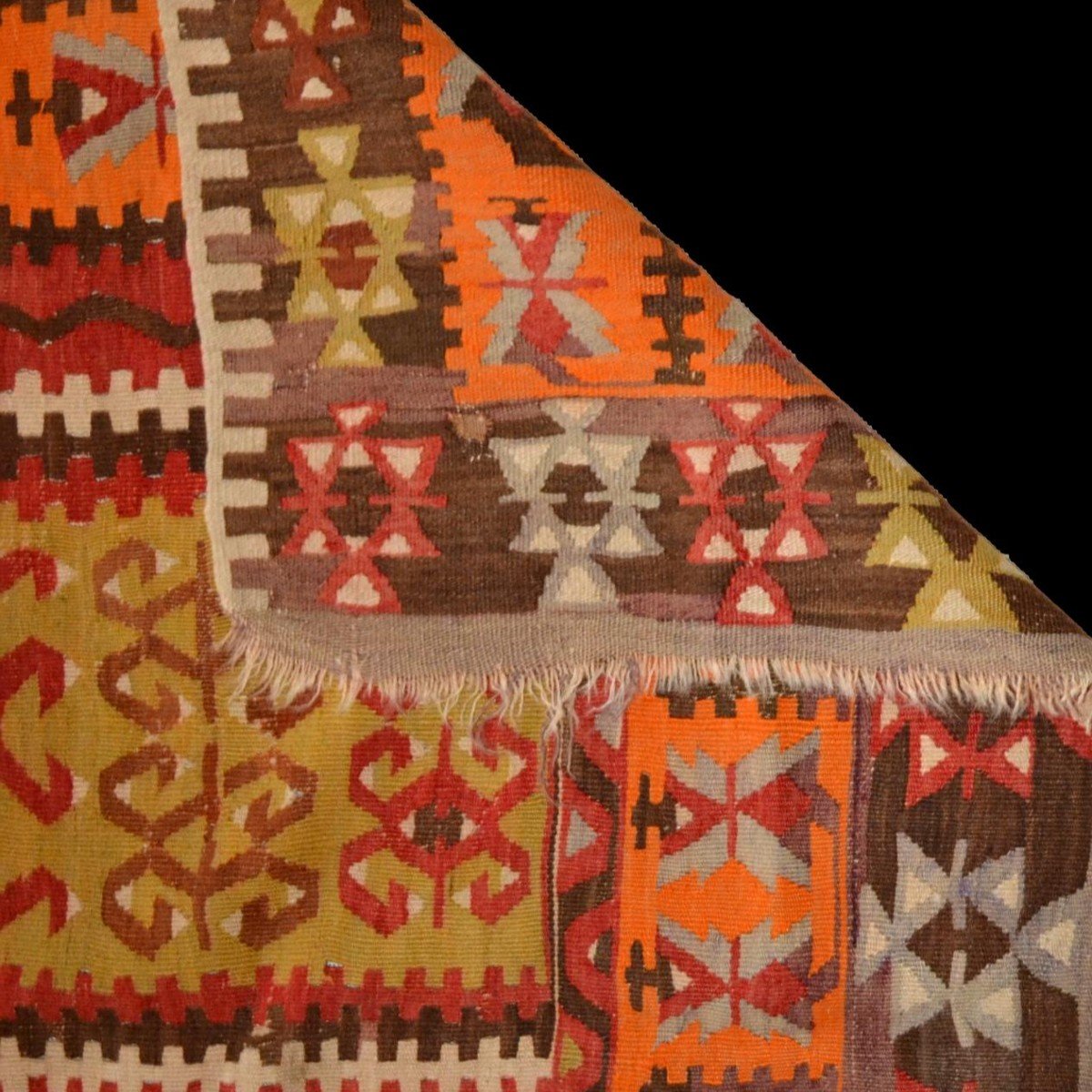 Obruk, Prayer Kilim, 96 X 136 Cm, Wool Woven In Anatolia, First Part Of The 20th Century-photo-6