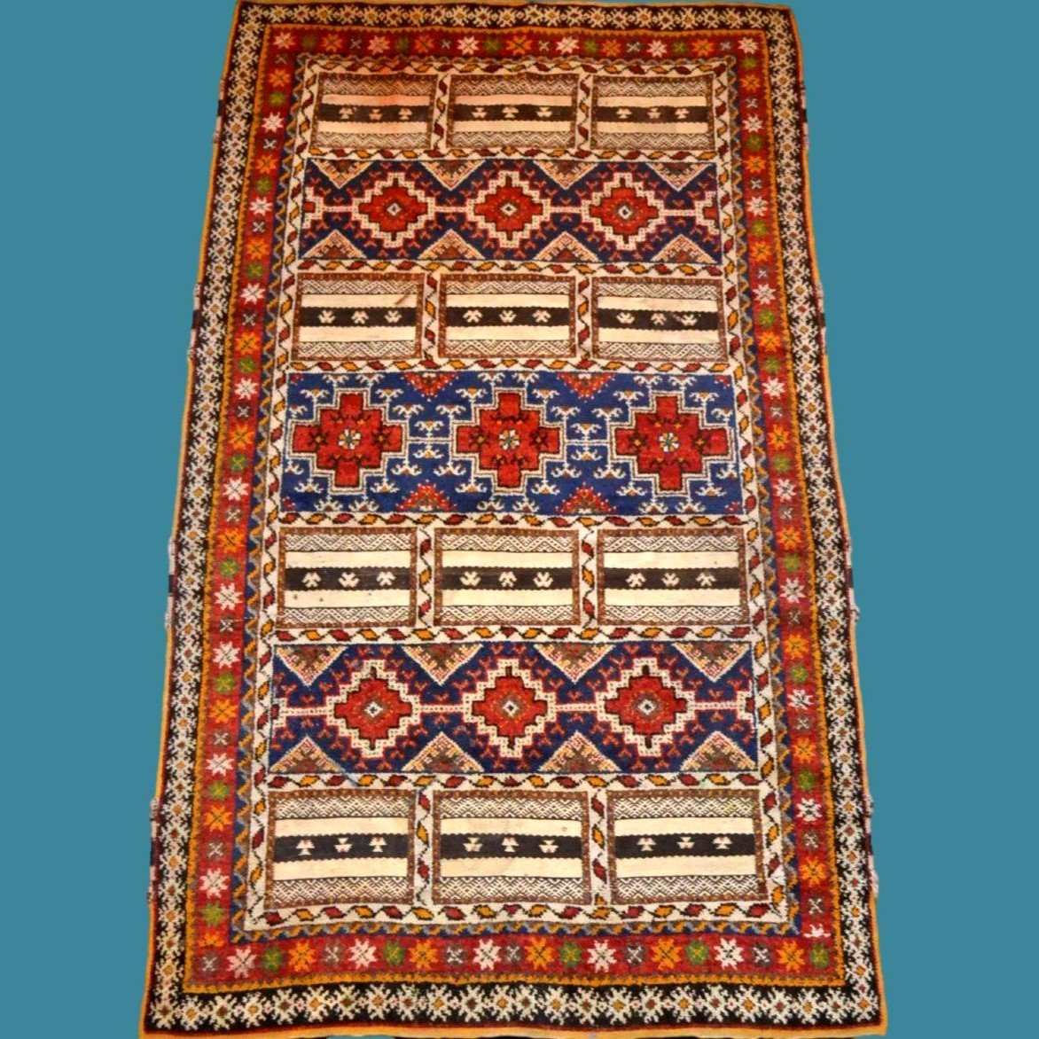 Glaoua ancien, 150 x 260 cm, laine nouée main,1950, Berbères Aït Ouaouzguite, Haut Atlas, Maroc