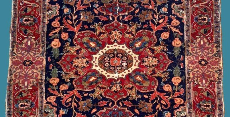 Tabriz ancien, 127 x 185 cm, laine nouée main en Perse, Iran, fin du XVIIIème, dynastie Kadjar-photo-2