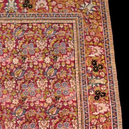 Old Floral Kirman, 139 X 216 Cm, Hand-knotted Wool In Persia, Iran, Late 19th And Early 20th Centuries-photo-2