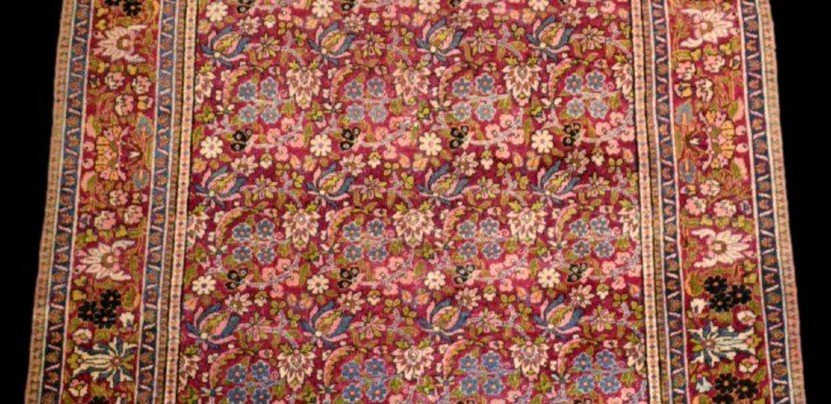 Old Floral Kirman, 139 X 216 Cm, Hand-knotted Wool In Persia, Iran, Late 19th And Early 20th Centuries-photo-3