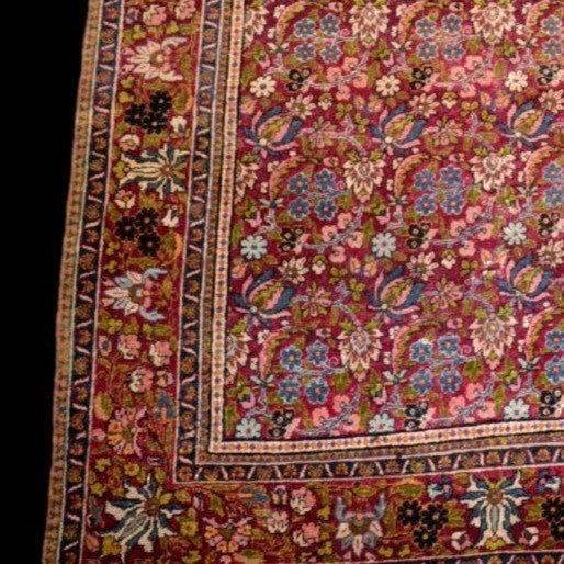 Old Floral Kirman, 139 X 216 Cm, Hand-knotted Wool In Persia, Iran, Late 19th And Early 20th Centuries-photo-4