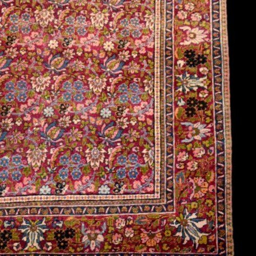 Old Floral Kirman, 139 X 216 Cm, Hand-knotted Wool In Persia, Iran, Late 19th And Early 20th Centuries-photo-5