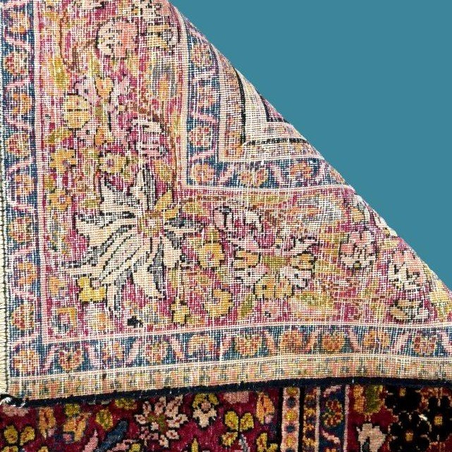 Old Floral Kirman, 139 X 216 Cm, Hand-knotted Wool In Persia, Iran, Late 19th And Early 20th Centuries-photo-7