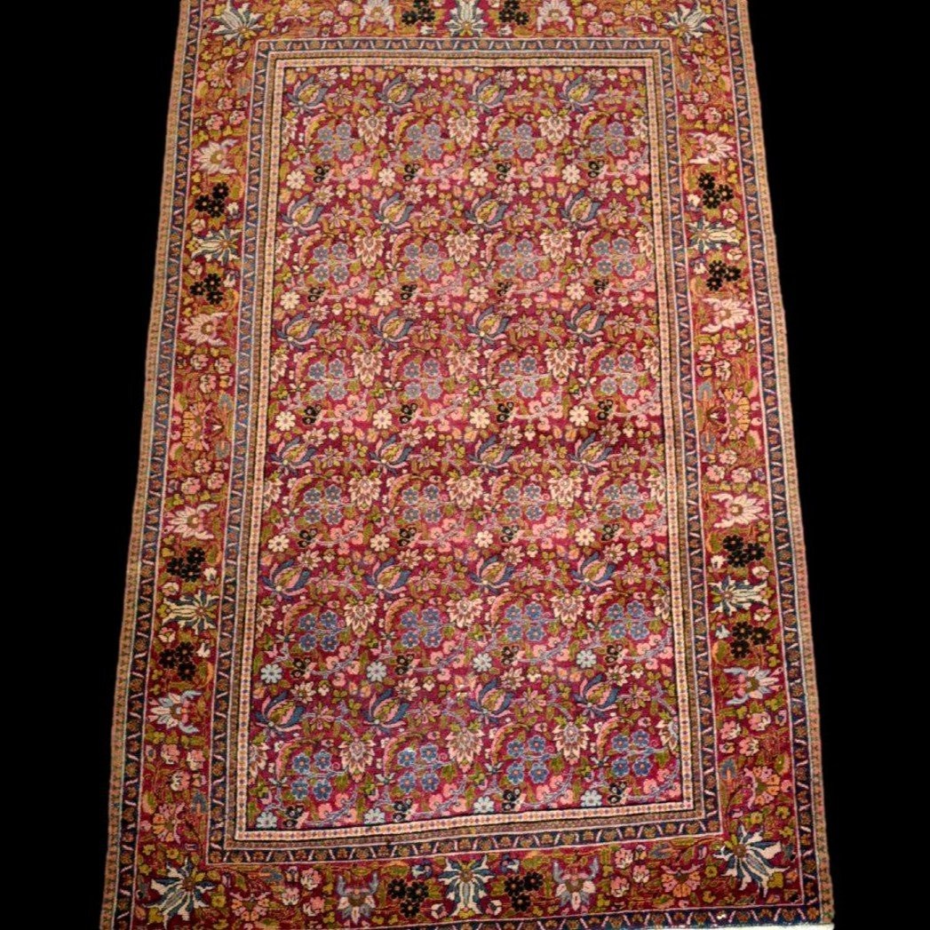 Kirman floral ancien, 139 x 216 cm, laine nouée main en Perse, Iran, fin XIXème début du XXème