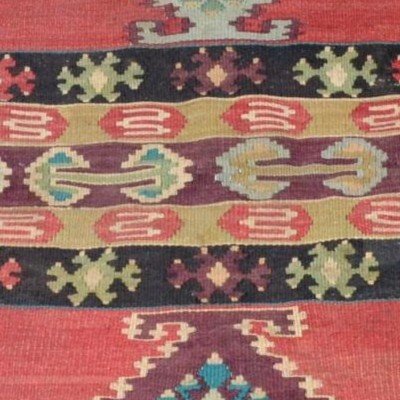 Kilim ancien, 196 cm x 292 cm, laine tissée main vers 1900 en Anatolie, Turquie, très bel état-photo-6
