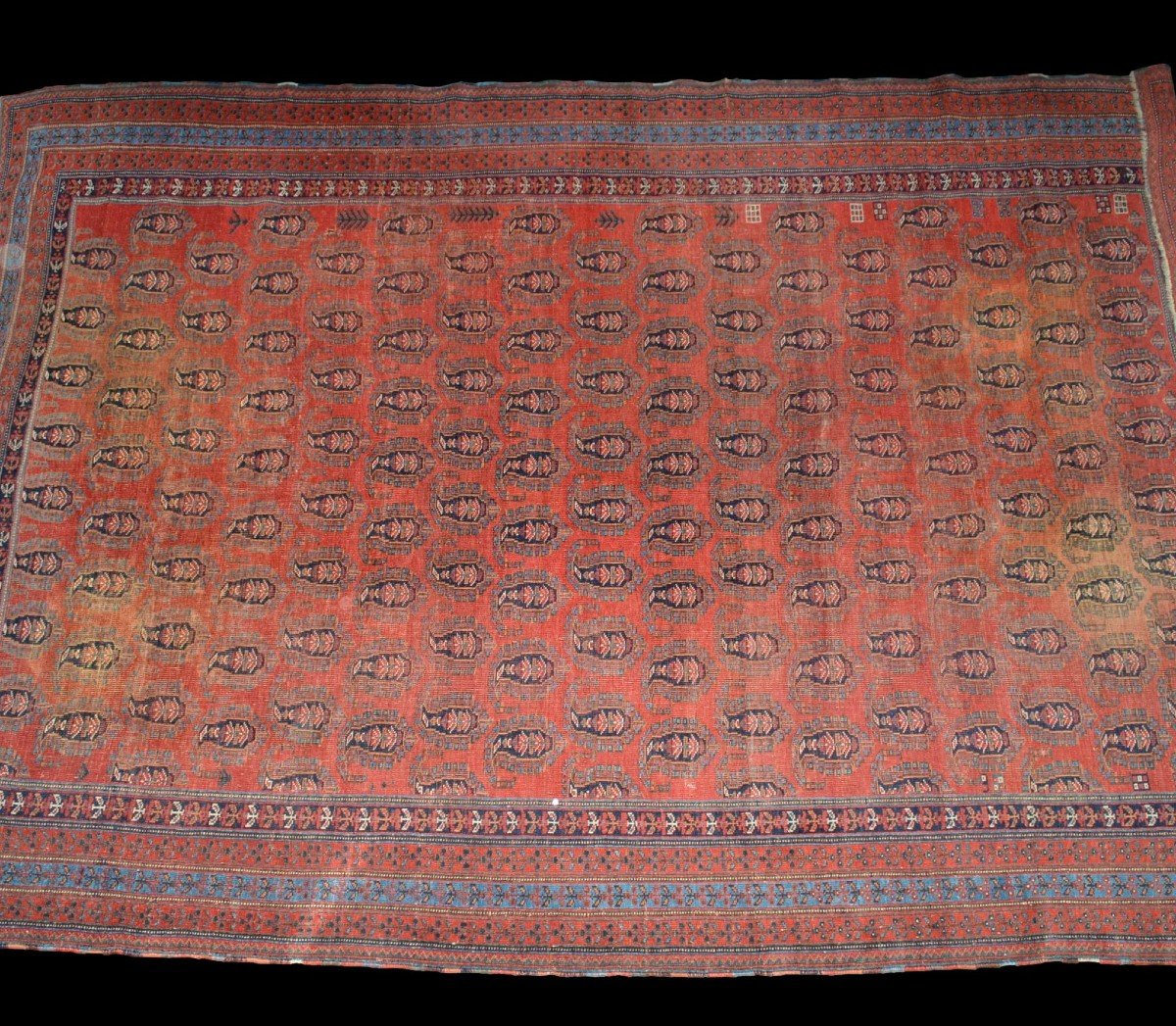 Afshar à Botehs, 214 x 312 cm, laine sur laine nouée main en Iran vers 1950-1960, très bon état-photo-4
