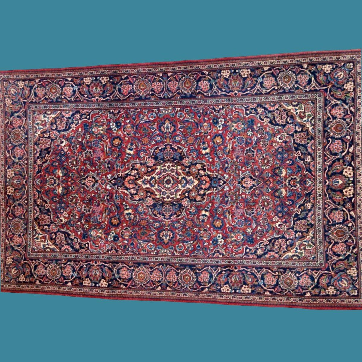 Kashan, Persian, 134 Cm X 213 Cm, Hand-knotted Kork Wool In Iran Circa 1970-1980, Perfect Condition-photo-4