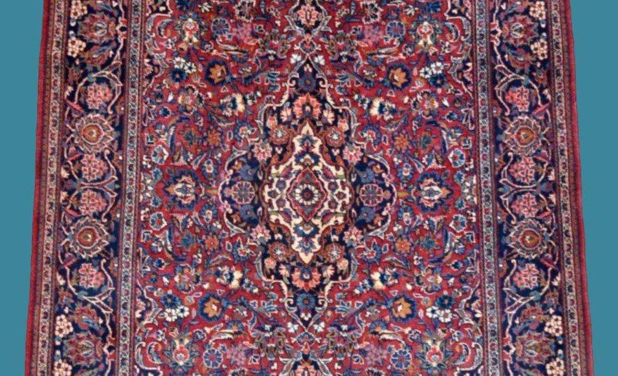 Kashan, Persan, 134 cm x 213 cm, laine kork nouée main en Iran vers 1970-1980, parfait état-photo-3