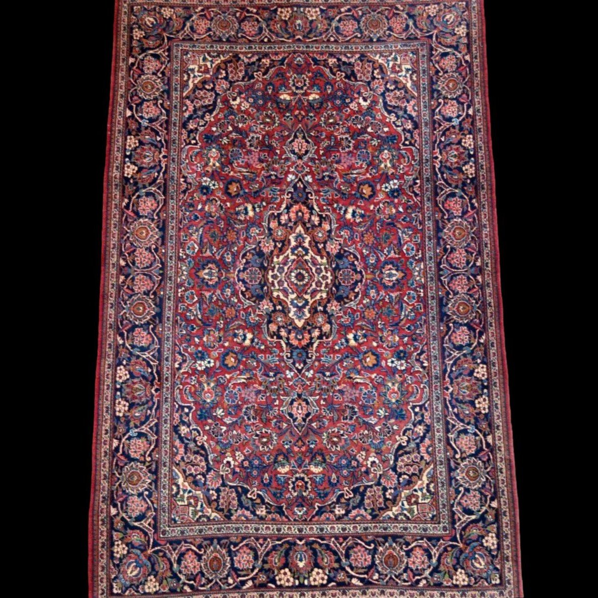 Kashan, Persian, 134 Cm X 213 Cm, Hand-knotted Kork Wool In Iran Circa 1970-1980, Perfect Condition