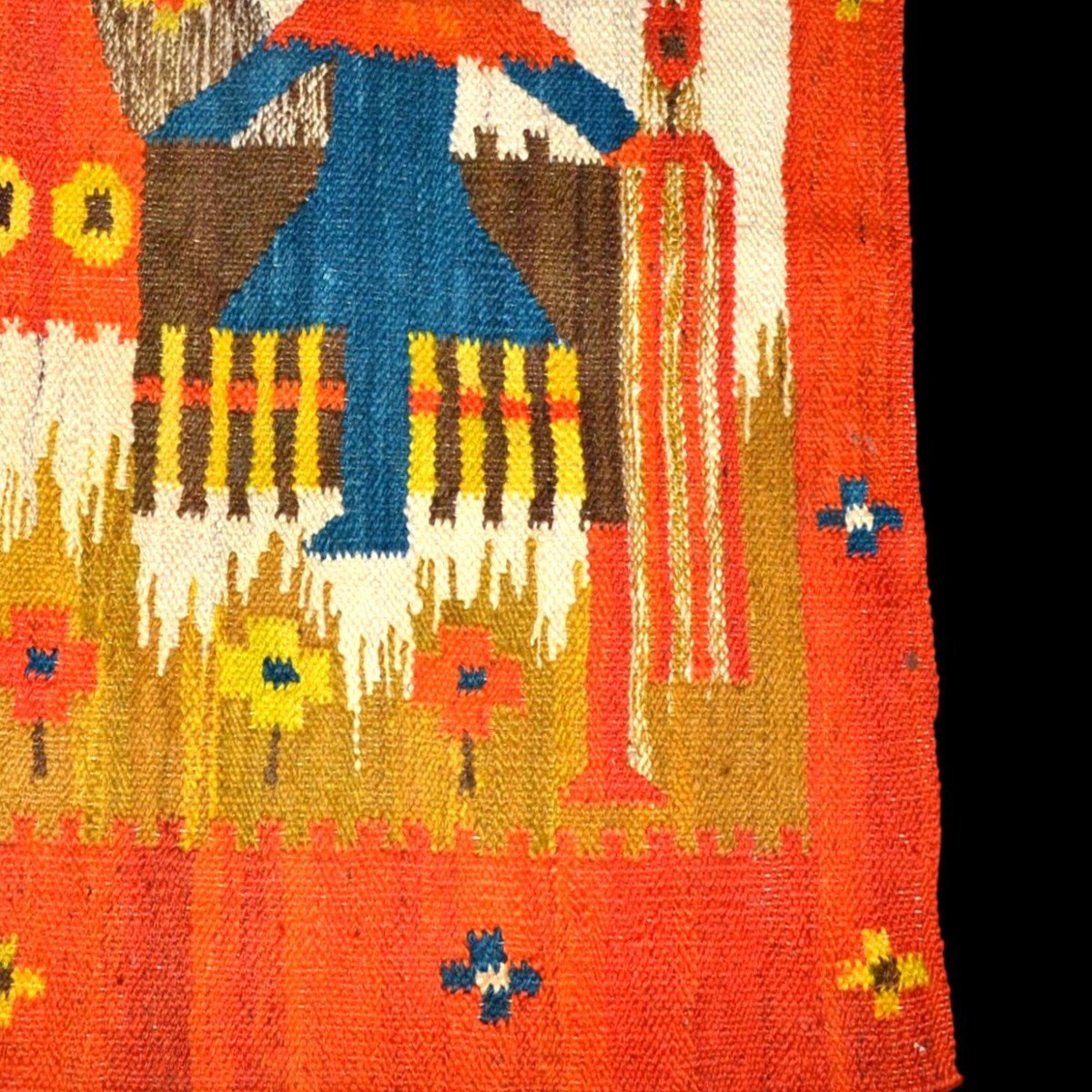Kilim tableau, Maria Domanska, Pologne, 84 cm x 79 cm, laine sur lin,  tissé main vers 1960-1970-photo-3
