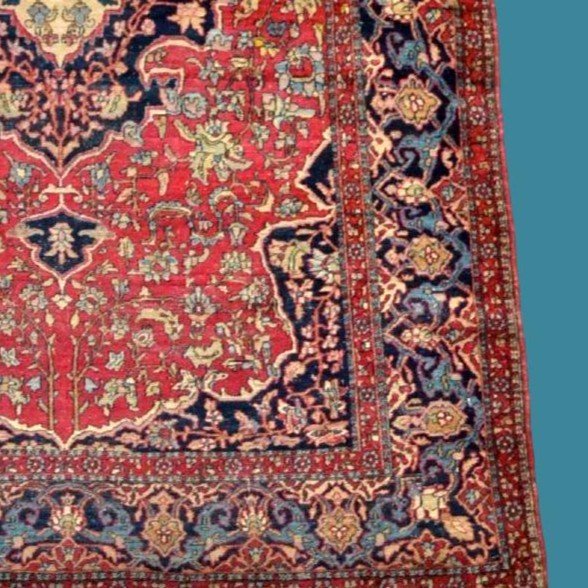 Old Isfahan Rug, Persian, 145 Cm X 202 Cm, Wool & Silk Hand-knotted In Persia, Late 19th Century-photo-4