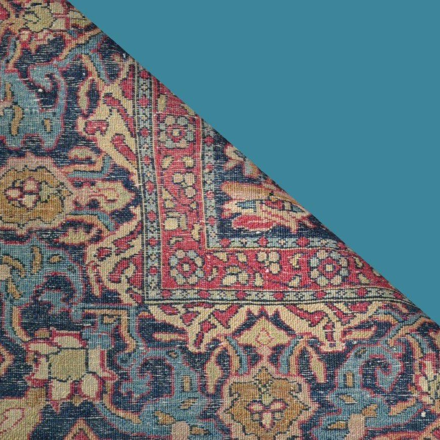 Old Isfahan Rug, Persian, 145 Cm X 202 Cm, Wool & Silk Hand-knotted In Persia, Late 19th Century-photo-7