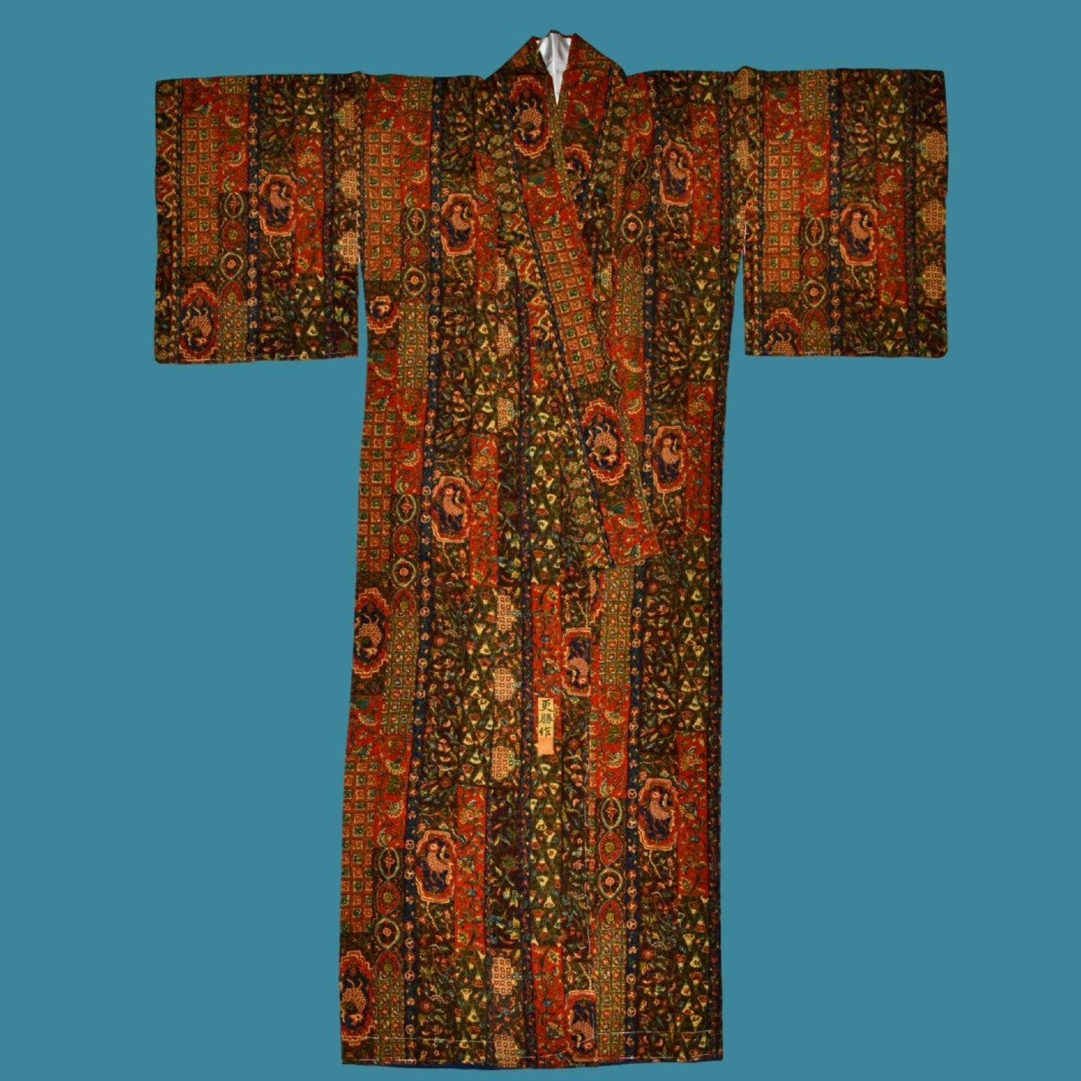 Lined Komon Kimono, Silk/silk, Japan, Circa 1950, Showa Era, Perfect Condition, Great Finesse-photo-3