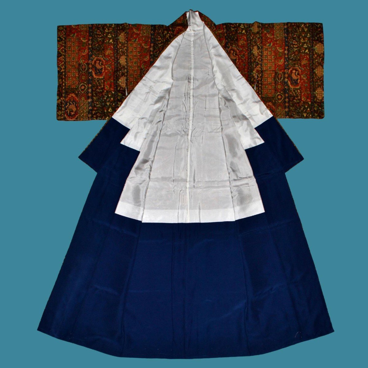 Lined Komon Kimono, Silk/silk, Japan, Circa 1950, Showa Era, Perfect Condition, Great Finesse-photo-4