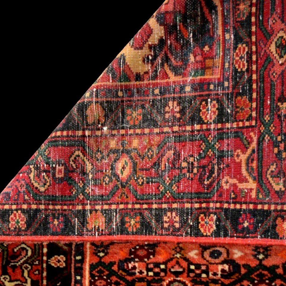 Tapis Hamadan, abrash, 213 cm  x 305 cm, laine nouée main en Iran vers 1980 en très bon état-photo-7