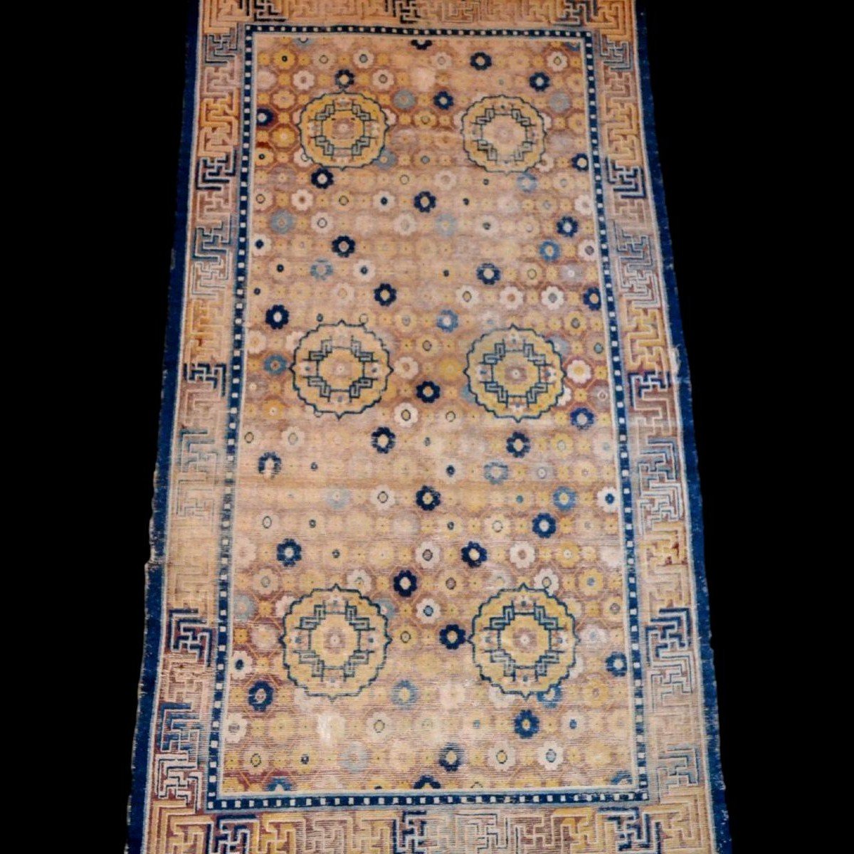 Kashgar ancien, 162 x 302 cm, laine nouée main au Turkestan Oriental, fin XVIII - début  XIXème-photo-7