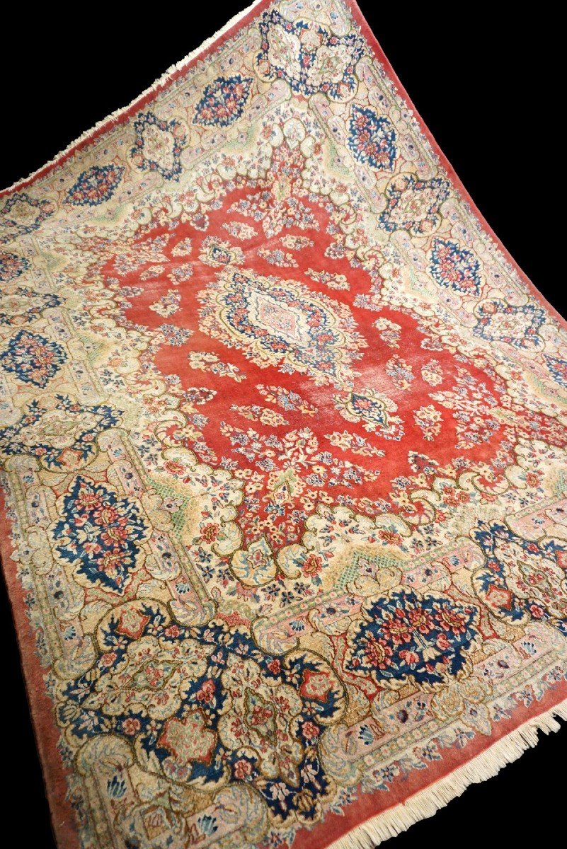 Large Kirman Rug, Iran, 305 Cm X 415 Cm, Hand-knotted Kork Wool Circa 1970, In Beautiful Used Condition-photo-4