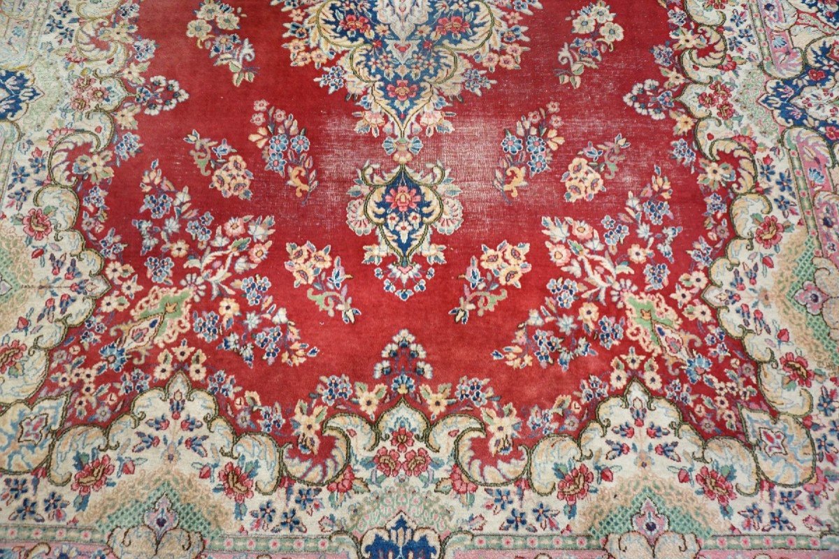 Large Kirman Rug, Iran, 305 Cm X 415 Cm, Hand-knotted Kork Wool Circa 1970, In Beautiful Used Condition-photo-5