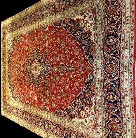 Tapis Kashan, persan, 253 cm x 366 cm, laine kork nouée main en Iran vers 1970 en parfait état-photo-4
