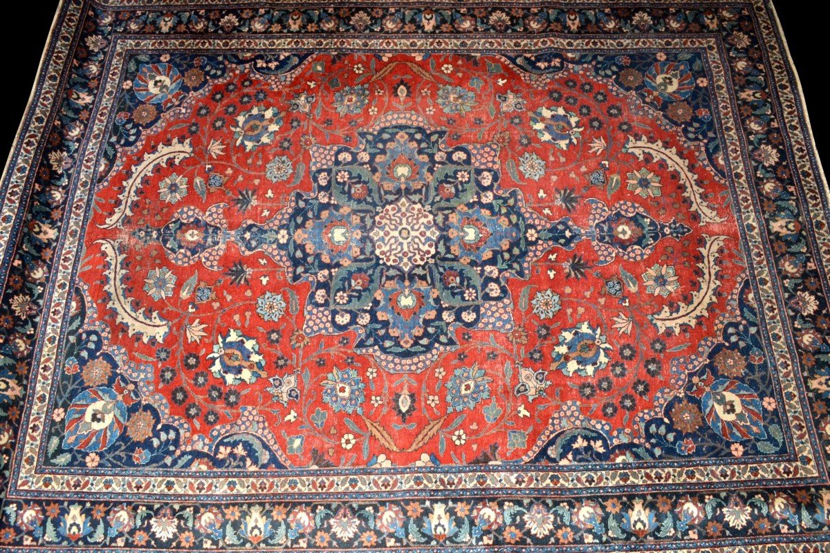 Important Old Tabriz, 290 Cm X 373 Cm, Hand-knotted Wool In Persia, Early 20th Century, 1900-1920-photo-3