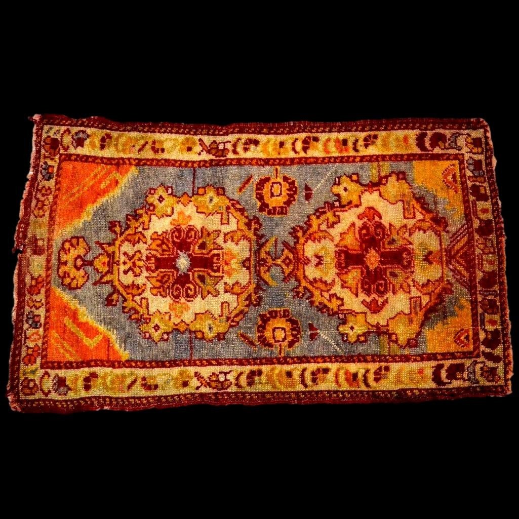 Yastik ancien vers 1900, 54 x 86 cm, tapis de bienvenue, laine nouée main en Anatolie, Turquie-photo-2