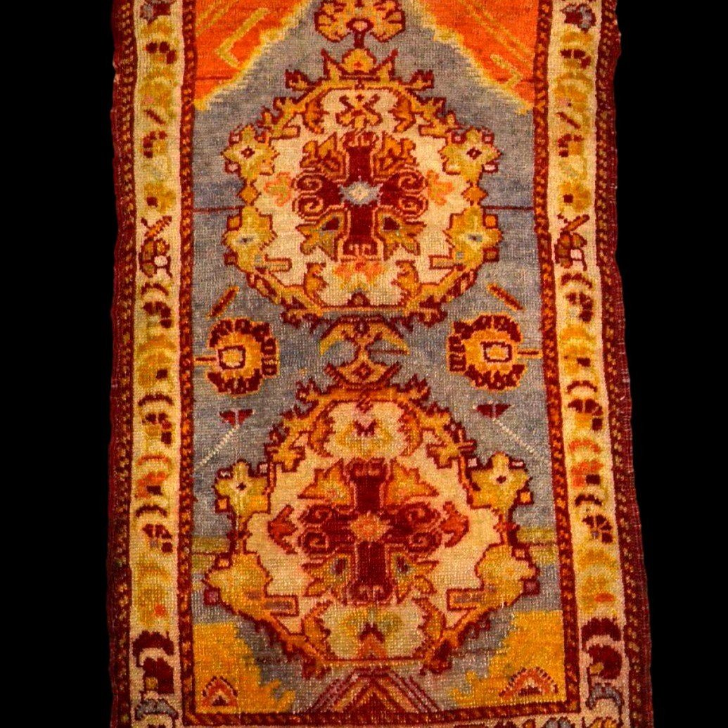 Yastik ancien vers 1900, 54 x 86 cm, tapis de bienvenue, laine nouée main en Anatolie, Turquie