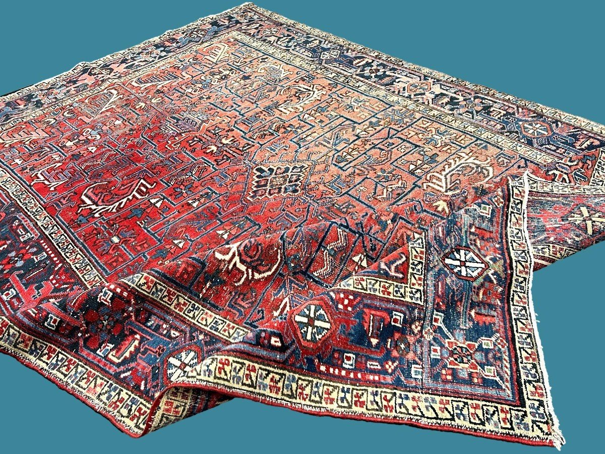 Heriz Rug, Persian, 211 Cm X 306 Cm, Hand-knotted Wool In Iran, 20th Century Around 1930, Art Deco-photo-3
