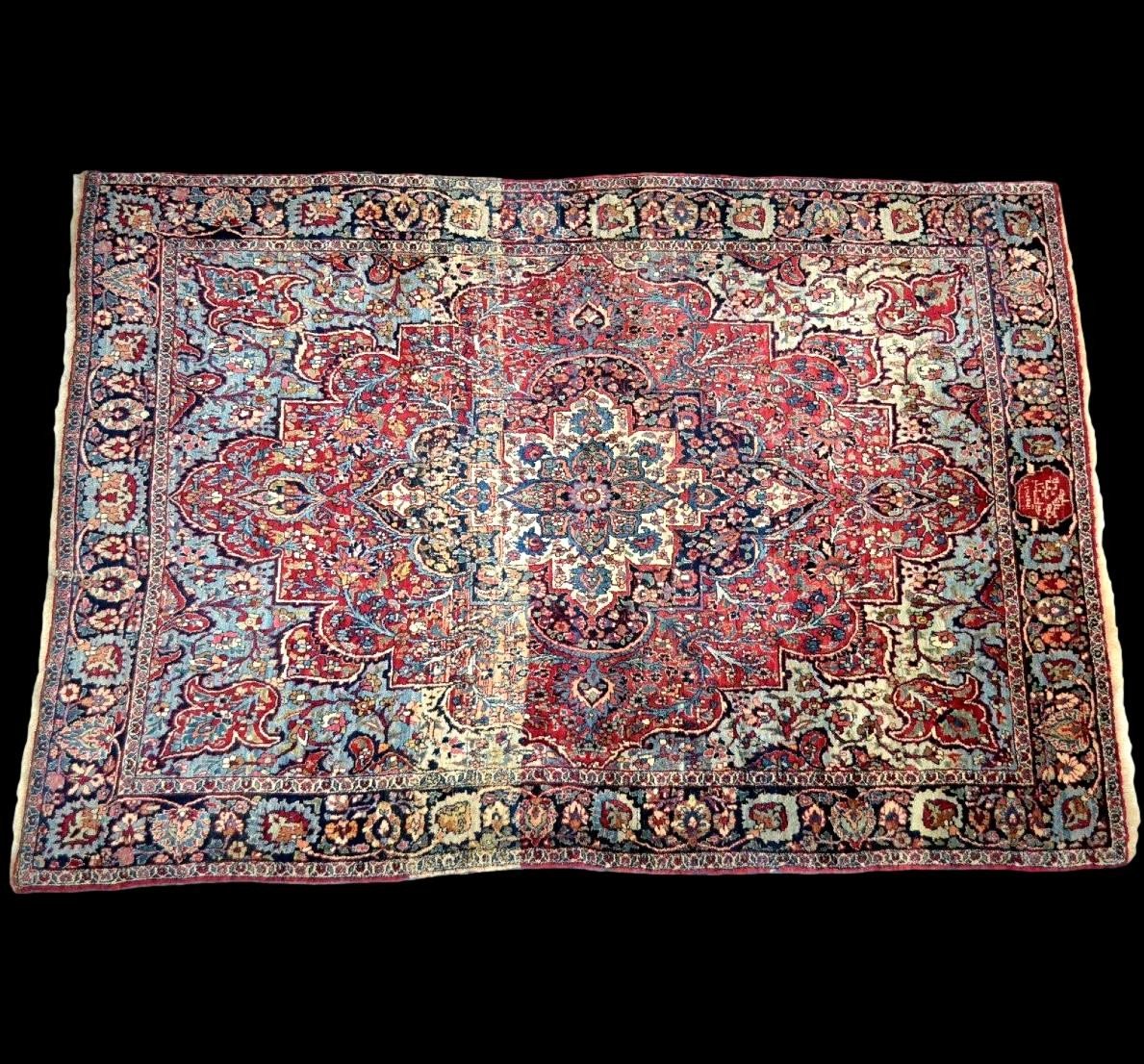 Old Ghoum Rug, 135 Cm X 197 Cm, Signed, Dated, Hand-knotted Wool & Silk, Iran, Very Good Condition-photo-1