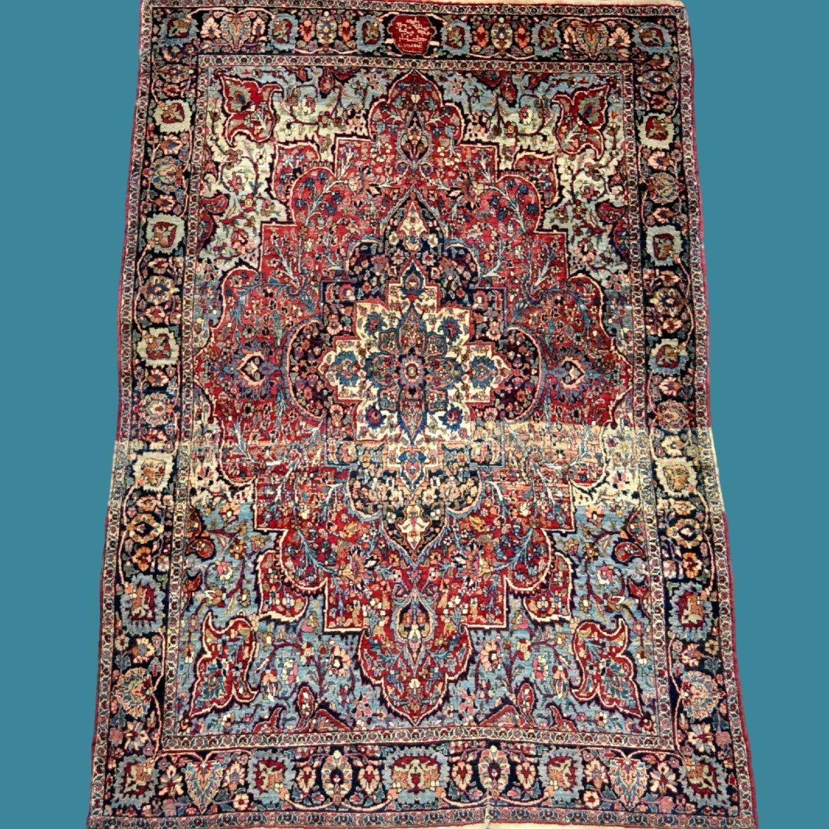 Old Ghoum Rug, 135 Cm X 197 Cm, Signed, Dated, Hand-knotted Wool & Silk, Iran, Very Good Condition-photo-7