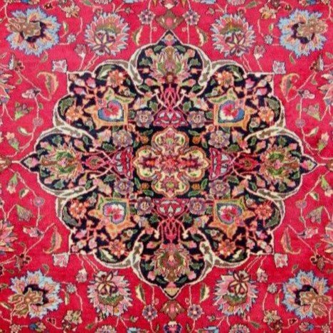 Tapis Macchad, 300 cm x 390 cm, laine kork nouée main en Iran vers 1980 en très bon état-photo-2