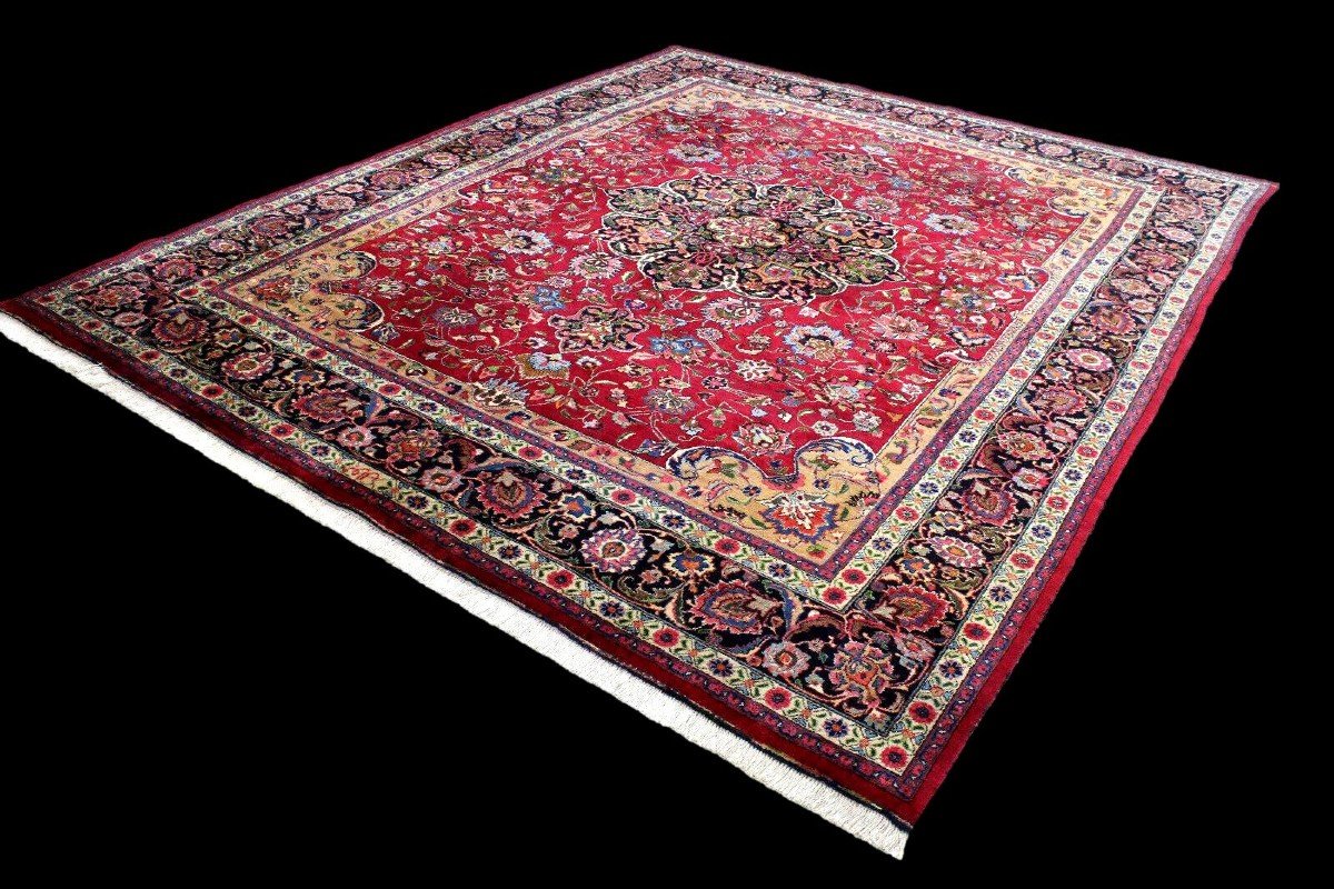 Tapis Macchad, 300 cm x 390 cm, laine kork nouée main en Iran vers 1980 en très bon état-photo-3