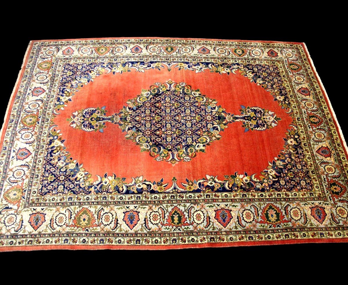 Old Tabriz Rug, 275 Cm X 368 Cm, Hand-knotted Wool Around 1950 In Iran, Very Good Condition-photo-4