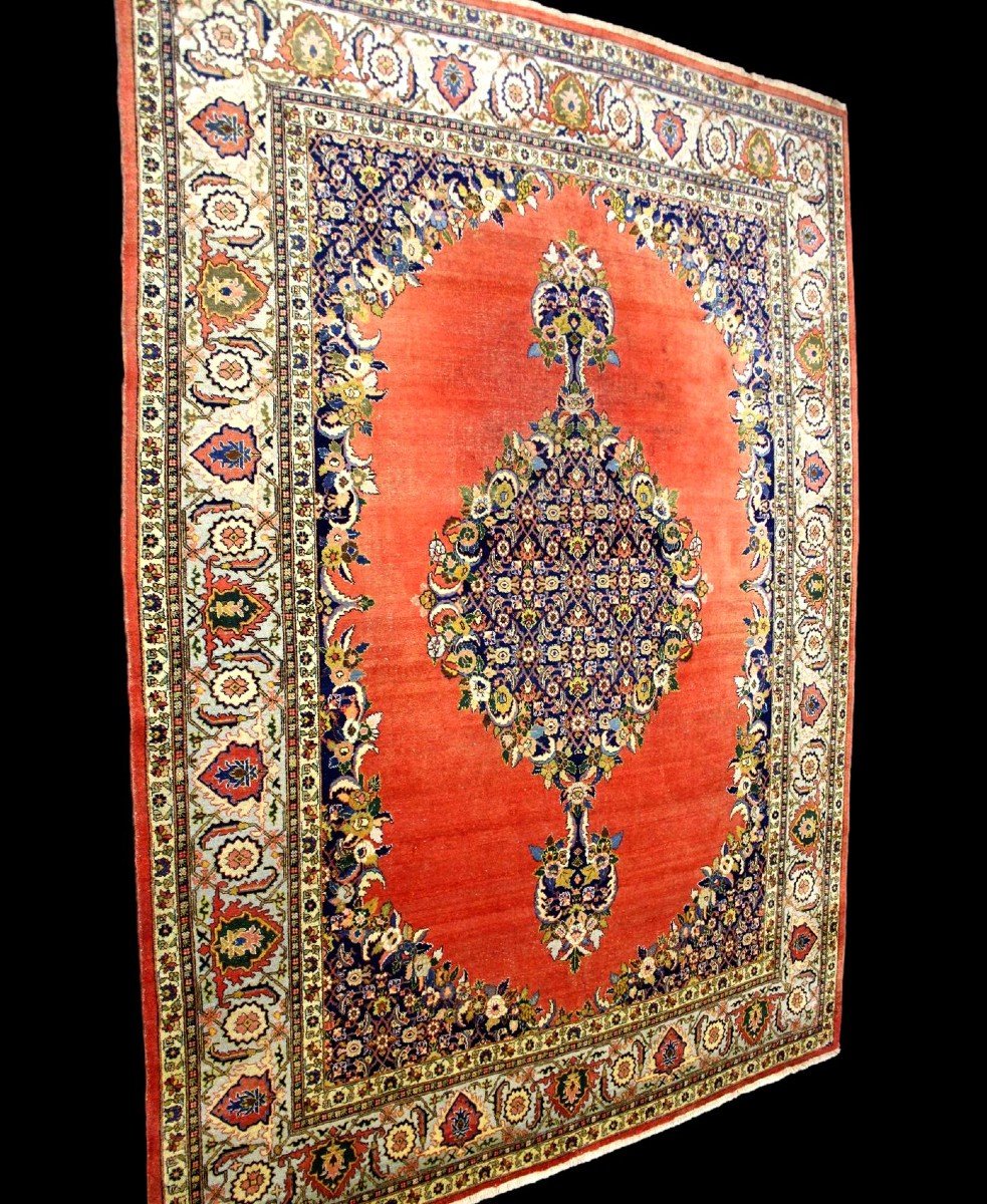 Old Tabriz Rug, 275 Cm X 368 Cm, Hand-knotted Wool Around 1950 In Iran, Very Good Condition-photo-1