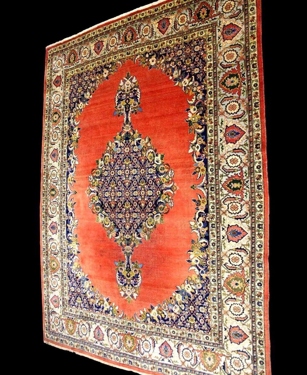 Old Tabriz Rug, 275 Cm X 368 Cm, Hand-knotted Wool Around 1950 In Iran, Very Good Condition-photo-2