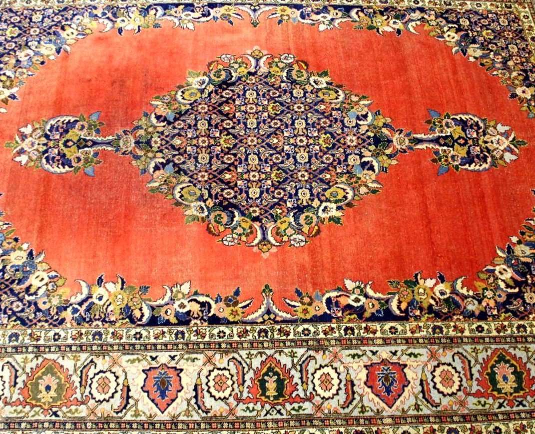 Old Tabriz Rug, 275 Cm X 368 Cm, Hand-knotted Wool Around 1950 In Iran, Very Good Condition-photo-3