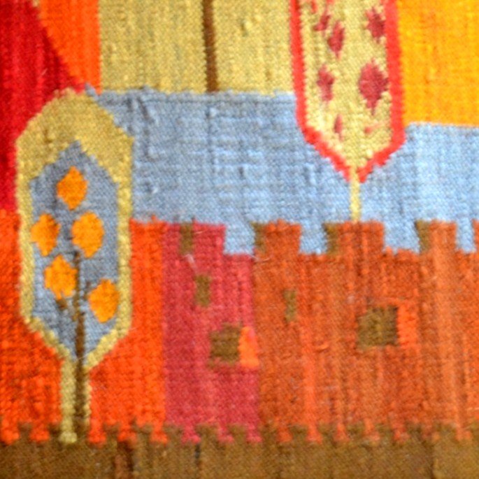 Kilim Painting Maria Domanska, Poland, 75 X 110 Cm, Wool On Linen, Hand-woven Circa 1960-1970-photo-4