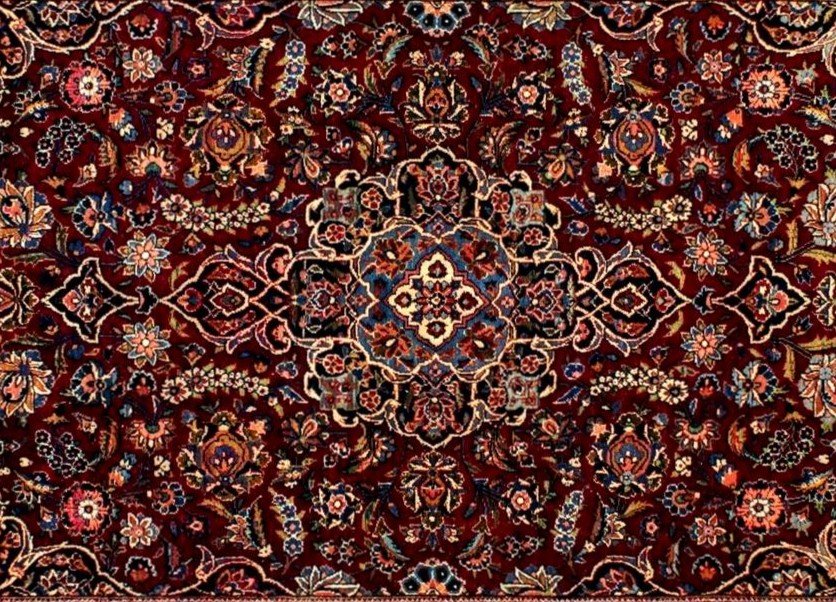 Old Sarough, 132 Cm X 202 Cm, Hand-knotted Kork Wool Around 1930 In Iran, Very Good Condition-photo-4