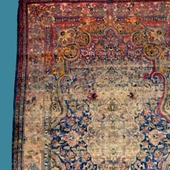 Ancient Kashan In Silk On Silk, 126 X 208 Cm, Hand Knotted, Persia, Kadjar Dynasty, 19th Century-photo-3