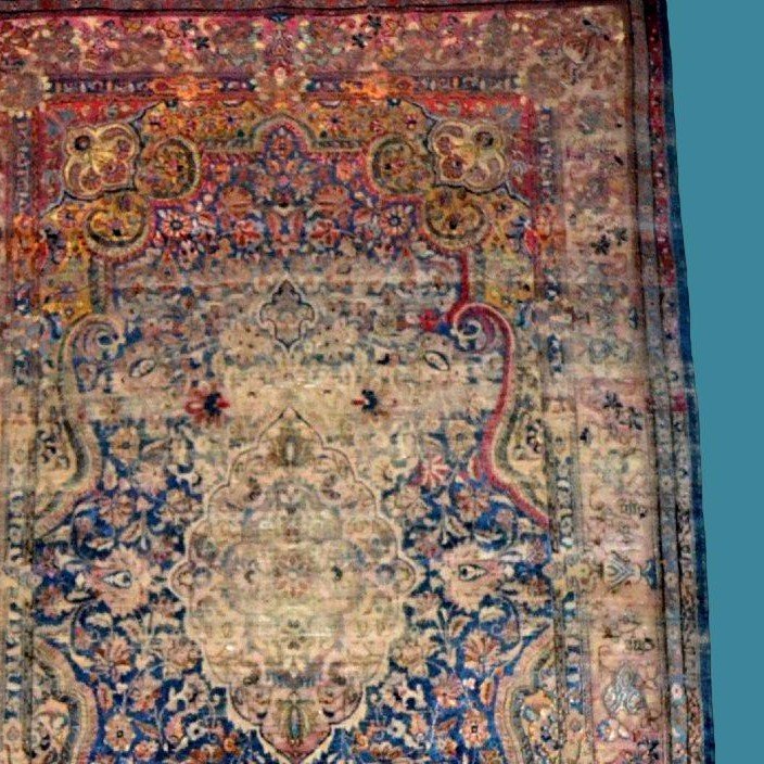 Ancient Kashan In Silk On Silk, 126 X 208 Cm, Hand Knotted, Persia, Kadjar Dynasty, 19th Century-photo-4