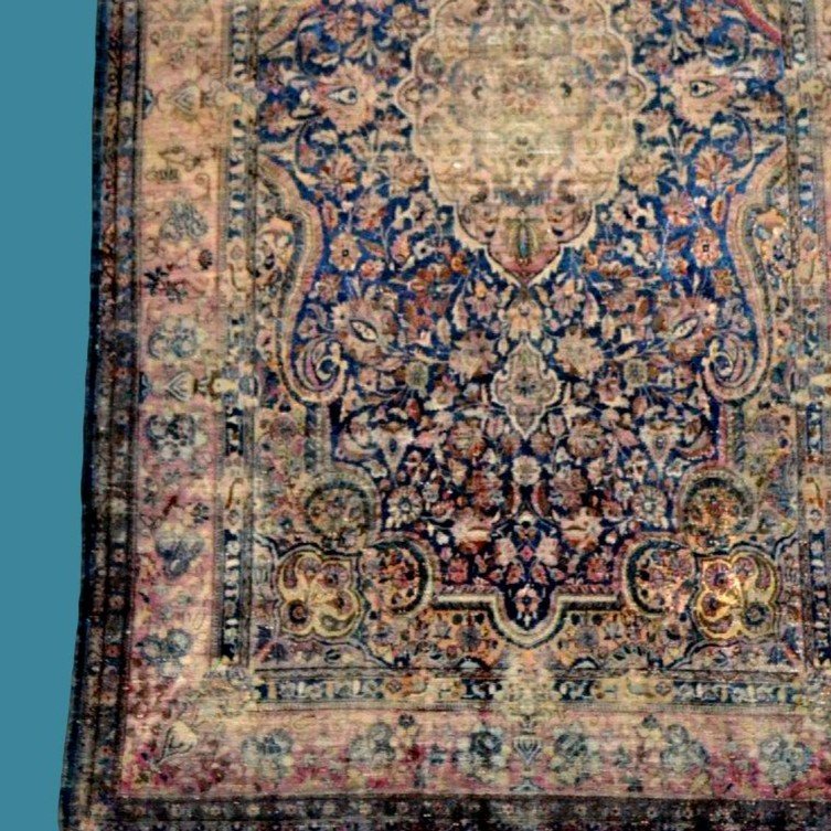 Ancient Kashan In Silk On Silk, 126 X 208 Cm, Hand Knotted, Persia, Kadjar Dynasty, 19th Century-photo-2