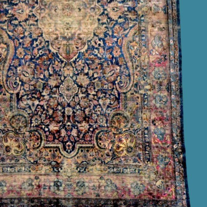 Ancient Kashan In Silk On Silk, 126 X 208 Cm, Hand Knotted, Persia, Kadjar Dynasty, 19th Century-photo-3