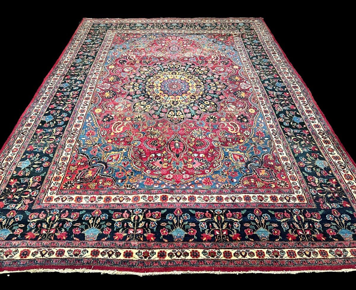 Old Tabriz, 279 X 384 Cm, Hand-knotted Kork Wool Before 1950 In Iran, Beautiful Wear And Tear,-photo-2