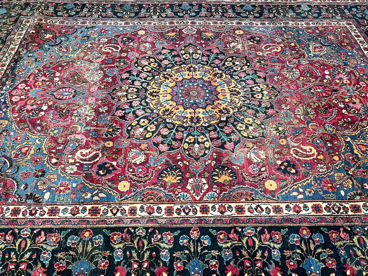 Old Tabriz, 279 X 384 Cm, Hand-knotted Kork Wool Before 1950 In Iran, Beautiful Wear And Tear,-photo-4
