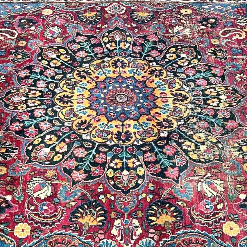 Old Tabriz, 279 X 384 Cm, Hand-knotted Kork Wool Before 1950 In Iran, Beautiful Wear And Tear,-photo-3