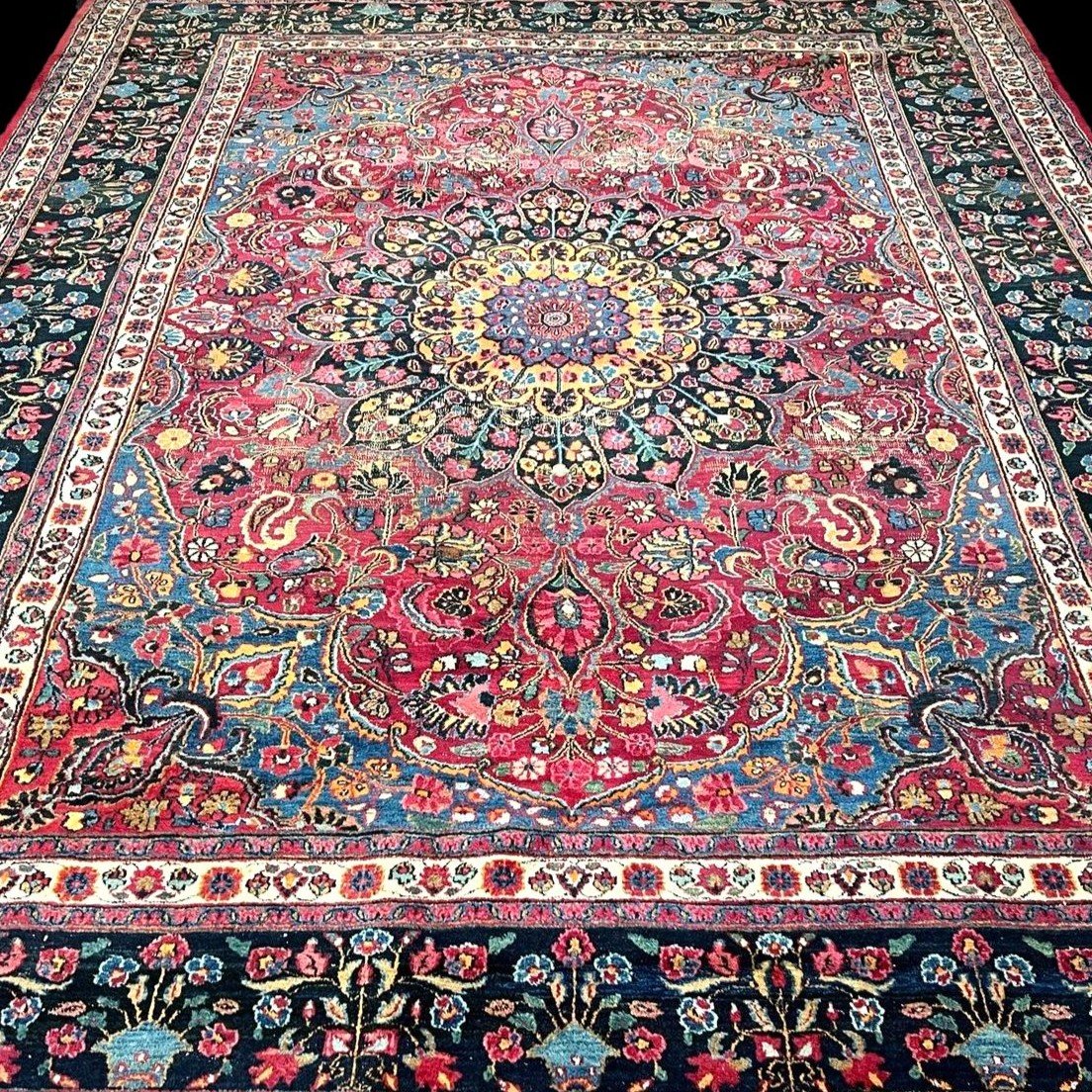 Old Tabriz, 279 X 384 Cm, Hand-knotted Kork Wool Before 1950 In Iran, Beautiful Wear And Tear,