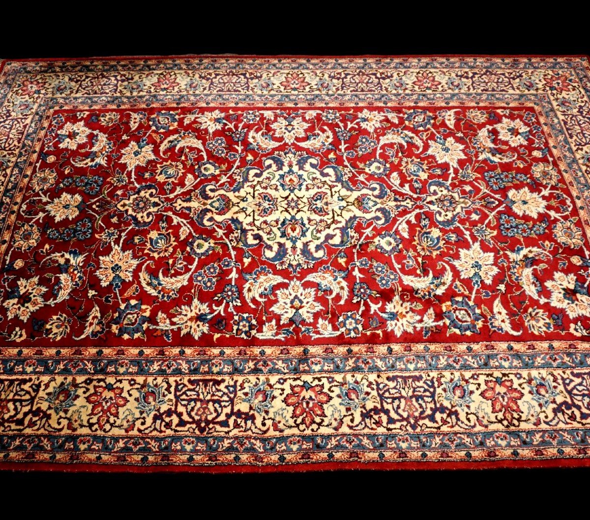 Yezd Rug, Persian, 198 X 298 Cm, Hand-knotted Kork Wool In Iran Circa 1970-80 In Very Good Condition-photo-2