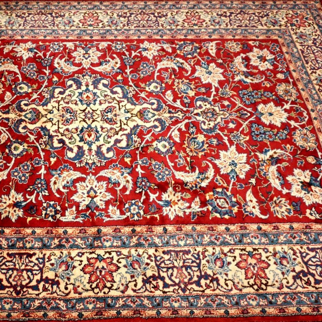 Yezd Rug, Persian, 198 X 298 Cm, Hand-knotted Kork Wool In Iran Circa 1970-80 In Very Good Condition-photo-2